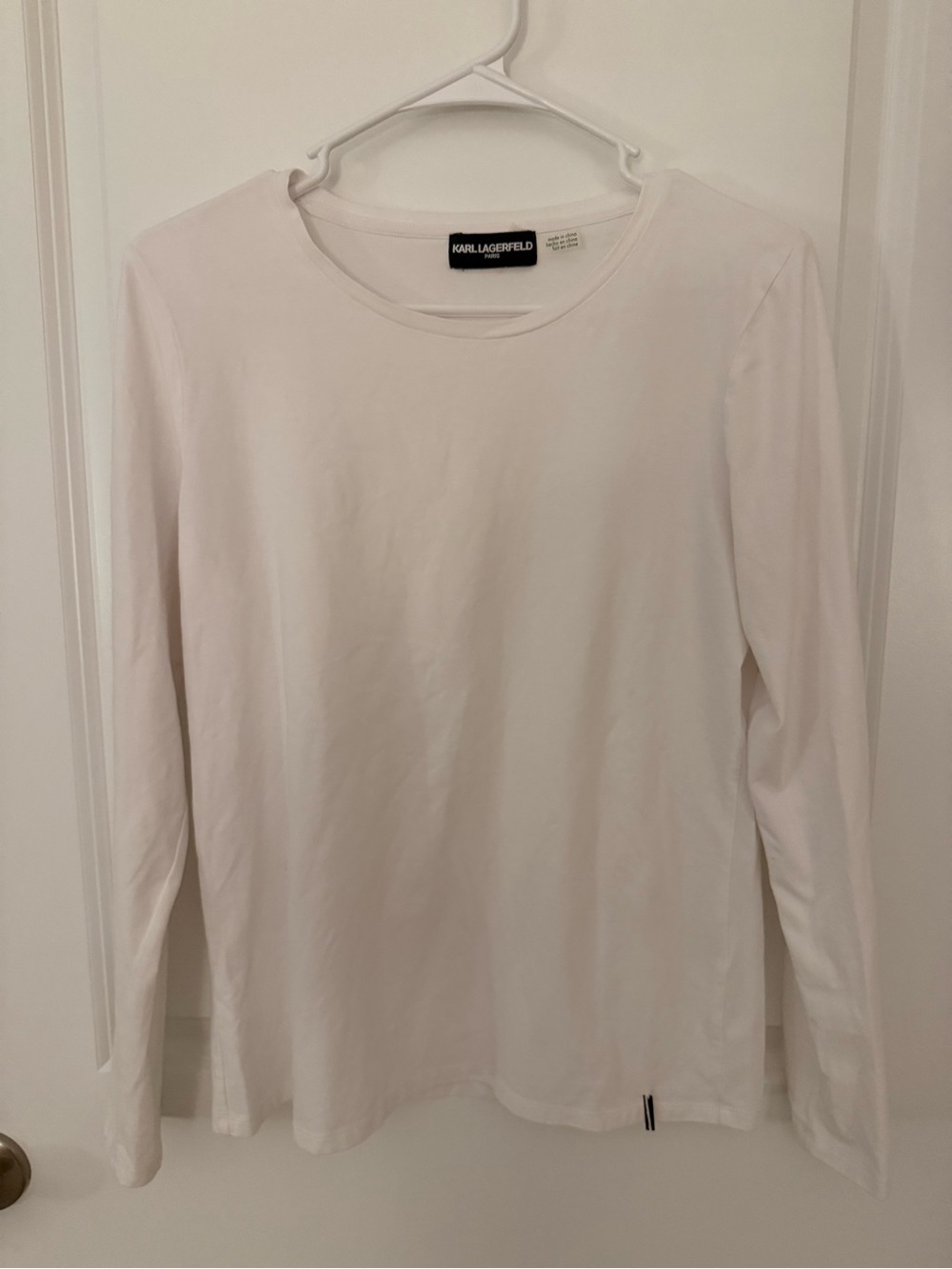 Karl Lagerfeld White Long Sleeve Crew Neck Tee